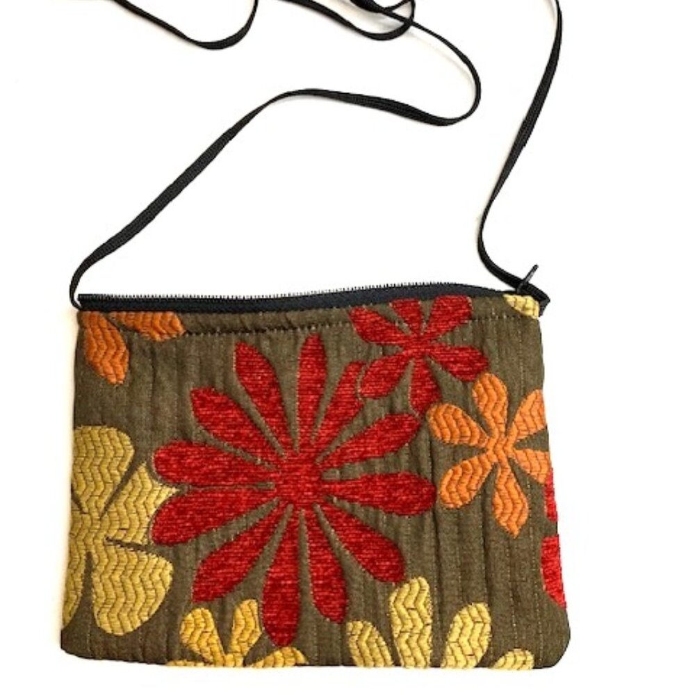 Becky Bag, Brown w/Bright Vibrant Flowers